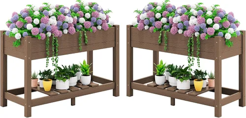 Vista 10 de SERWALL Cama de jardín elevada, negra, 43 x 17 x 30 pulgadas