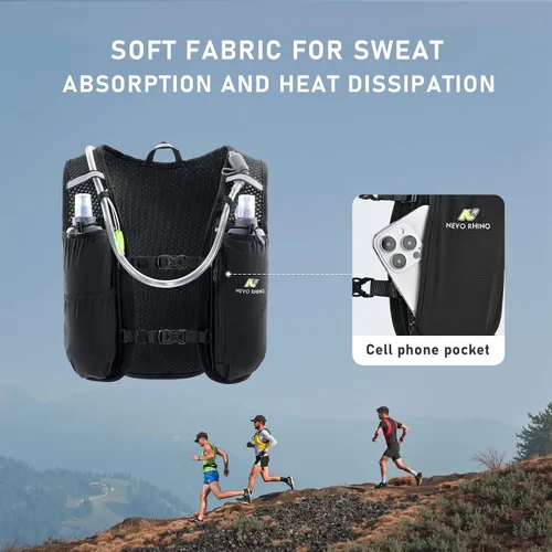 Vista 3 de N NEVO RHINO Chaleco para Correr, Chaleco de Hidratación Ligero, Mochila de Agua Aislada con Vejiga de Agua de 1.5L para Senderismo, Camino
