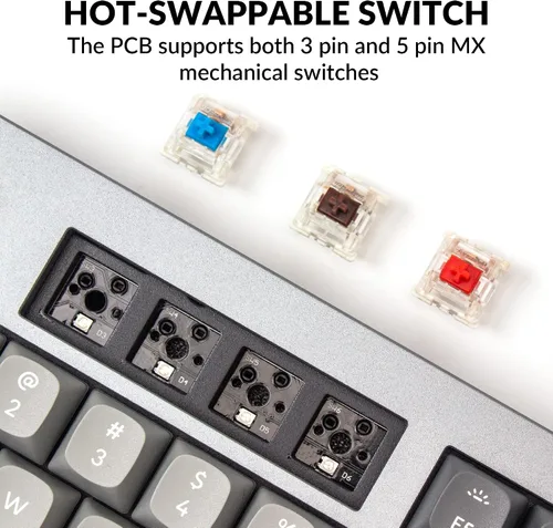 Vista 4 de Keychron Q5 - Perilla de teclado mecánico con cable versión del 96 de diseño QMKVIA programable Macro con interruptor rojo Gateron G Pro de doble