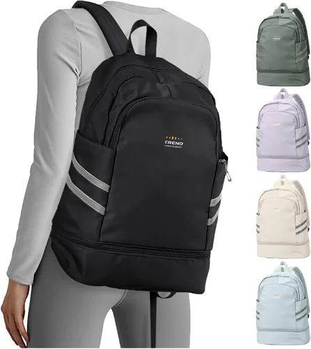 Vista 21 de coofay Mochila de gimnasio para mujer, bolsa de gimnasio con compartimento beige (A-Beige)