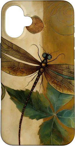 Vista 22 de Funda para iPhone 16 con diseño floral de libélula bohemia