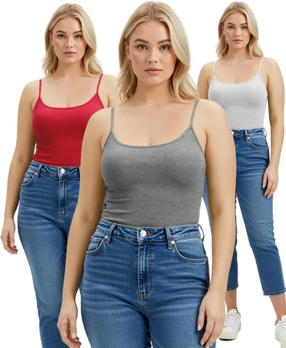 Vista 406 de Emmalise Camisola larga casual básica para mujer, con tirantes ajustables, top en capas