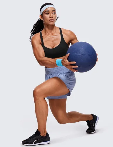 Vista 3 de CRZ YOGA Brasier deportivo con tiras para mujer, espalda cruzada, acolchado, soporte medio, inalámbrico, gimnasio, entrenamiento, yoga