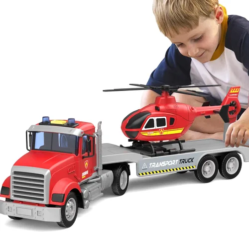 Vista 13 de DOWELLIN Vehículo transportador de juguetes para niños, incluye auto transportador y camión bulldózer, juguete de autos, regalo de cumpleaños
