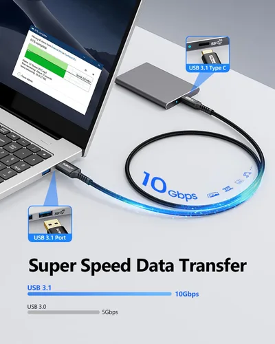 Vista 3 de SUNGUY Cable USB Android Auto de 10Gbps de 6 pulgadas/0.5 pies, Cable USB C 3.1 Gen2 3A de Transferencia de Datos, Cable USB C CarPlay de Carga