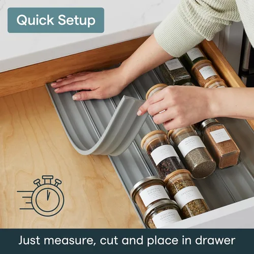 Vista 4 de YouCopia SpiceLiner - Organizador de cajones para especias (rollo de ajuste universal de 10 pies), color gris