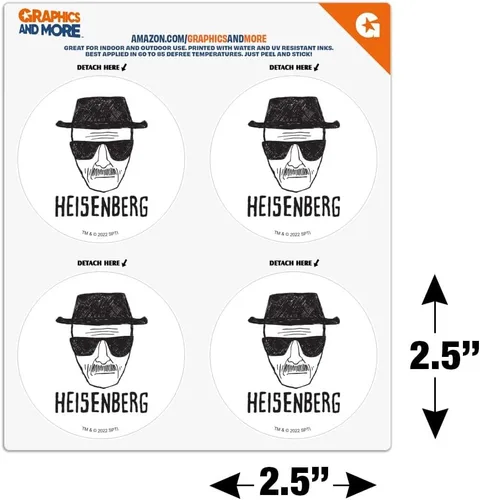 Vista 4 de Breaking Bad Classic Heisenberg - Juego de imanes circulares de vinilo para refrigerador