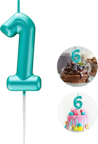 Vista 16 de Vela Azul Número 15 de Cumpleaños Velas 3D de Número para Pastel de Cumpleaños Decoración de Fiesta de Cumpleaños Suministros para Boda