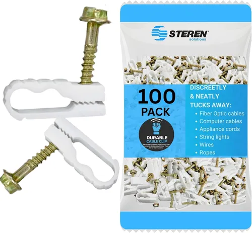 Vista 16 de STEREN Clips coaxiales para cables - Soporte para cables - Clips de alambre - Clips laterales para colgar - Soporte de cable para escritorio Gris