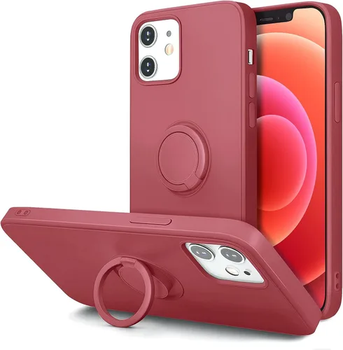 Vista 13 de Funda Hython para iPhone 12 y iPhone 12 Pro con soporte de anillo, soporte magnético giratorio de 360°, funda protectora de goma a prueba de golpes