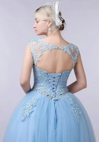 Vista 6 de CharmingBridal Vestidos de quinceañera de encaje con cuello barco, vestido de baile de princesa 2023
