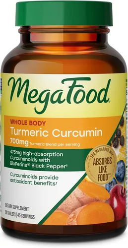 Vista 10 de Suplemente dietético MegaFood Turmeric Strength para todo el cuerpo, hfs-koi-zk-a8980, 60, 1 475 mg Curcuminoids Per Serving, Turmeric With Black