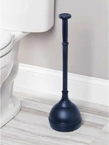 Vista 2 de mDesign Hyde Collection - Juego de émbolo de inodoro de plástico con tapa de elevación y bloqueo, soporte de almacenamiento independiente compacto