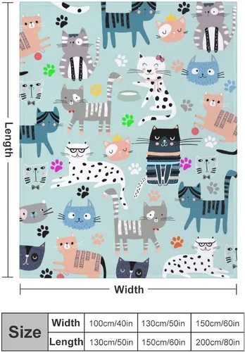 Vista 2 de Manta de franela súper suave con diseño de gato, acogedora y ligera para mujeres, niños y adultos, 50 x 40 pulgadas