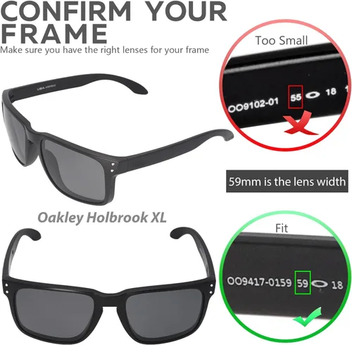 Vista 4 de Walleva Lentes de repuesto para gafas de sol Oakley Holbrook XL, múltiples opciones disponibles