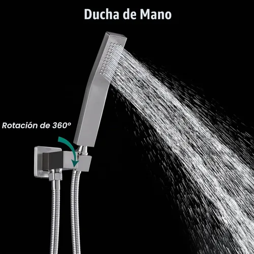 Vista 5 de Heyalan Juego de cabezal de ducha de mano -SUS304 Ducha de mano, níquel Níquel cepillado