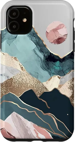 Vista 5 de Funda colorida para iPhone 15 Boho Chic Floral Paisaje Naturaleza Montañas