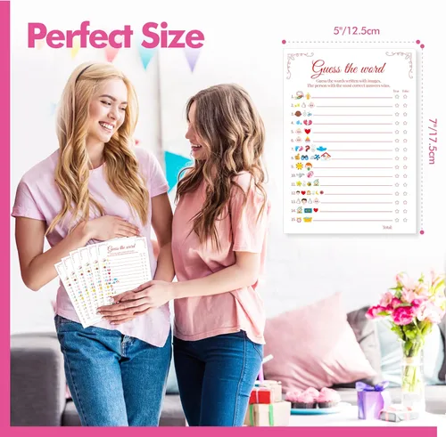 Vista 3 de 55 piezas de juegos de baby shower, tarjetas de predicciones y adivina la frase con respuestas incluidas, juegos de baby shower divertidos de género