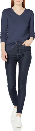 Vista 3 de Suéter Tienda Essentials para mujer, 100% algodón, de manga larga, con cuello en V