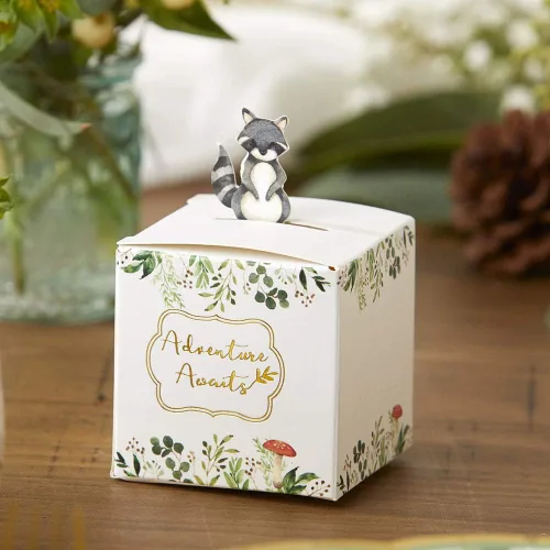 Vista 5 de Kate Aspen Decoraciones de baby shower del bosque, adorables cajas de recuerdo de animales del bosque para baby showers, cumpleaños y revelaciones