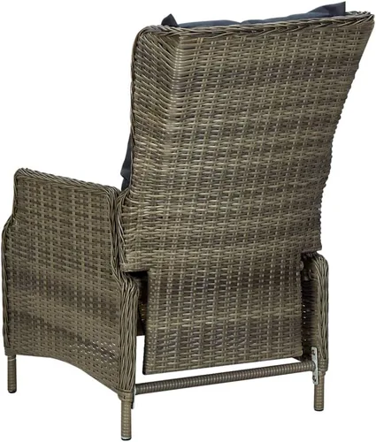 Vista 6 de Silla de patio reclinable con cojines Poly Rattan Brown Patio Sillas Sillas para Comedor para picnic Patio Sala Terraza Marrón