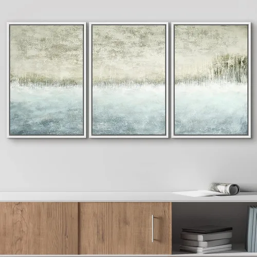 Vista 48 de wall26 Lienzo enmarcado para pared, juego de arte de acuarela pastel, paisaje rural, ilustraciones con formas abstractas, arte moderno, decorativo