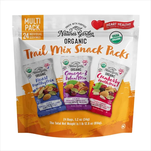 Vista 7 de Nature's Garden - Semillas orgánicas Heart Healthy, Omega-3 Deluxe, Cranberry Health Mix – USDA Organic, Vegan, Kosher, Plant-Based Energy Snack