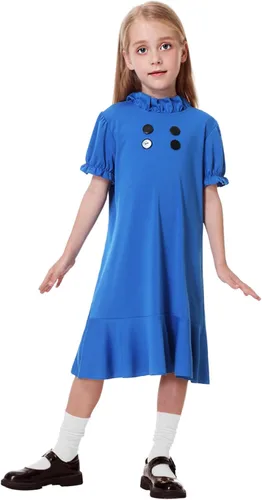Vista 4 de Lucy - Vestido de Halloween para niños, disfraz de Halloween con mangas con volantes, vestidos familiares de 7 a 8 años
