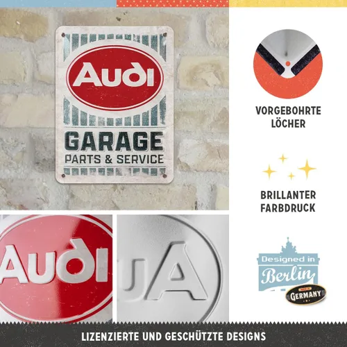 Vista 3 de Nostalgic-Art Cartel de hojalata retro para Audi Garage (5.9 x 7.9 in), diseño vintage