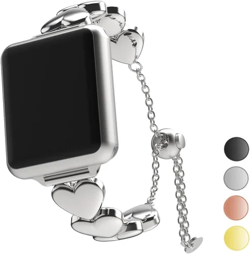 Vista 8 de Compatible con Apple Watch Band para mujer y hombre de 1.614 in 1.575 in 1.496 in 1.732 in 1.772 in 1.654 in Ultra 1.929 in, pulsera de metal