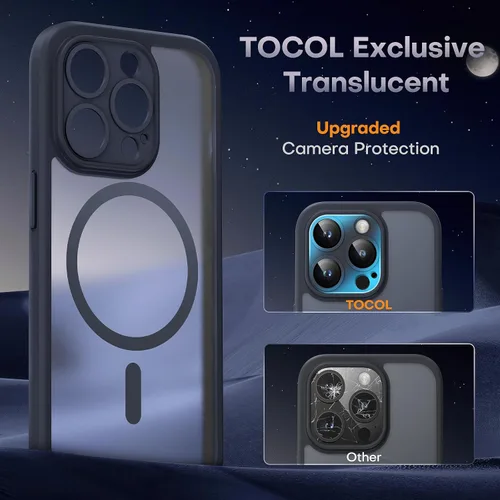 Vista 913 de TOCOL Funda para iPhone 11, compatible con Magsafe, protección completa de cámara, imanes integrados, protección contra caídas, funda translúcida