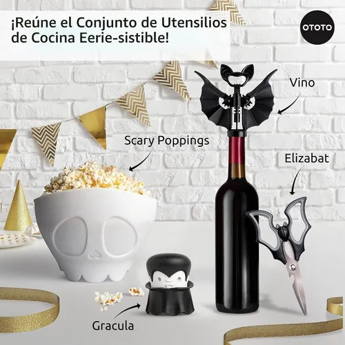 Vista 8 de OTOTO Nuevo Scary Poppings Palomitero para Microondas - Palomitero Gótico para Microondas, Palomitas de Silicona para Microondas, Cuencos Plegables