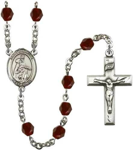 Vista 15 de Bonyak Jewelry Rosario chapado en plata de Santa Isabel de Portugal: cada mes de nacimiento color y más