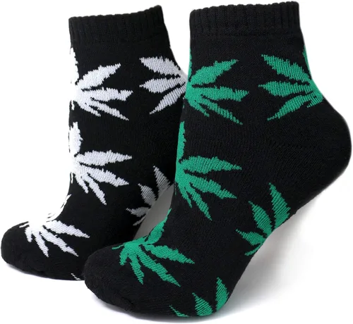 Vista 4 de Calcetines deportivos unisex de algodón con hojas de marihuana