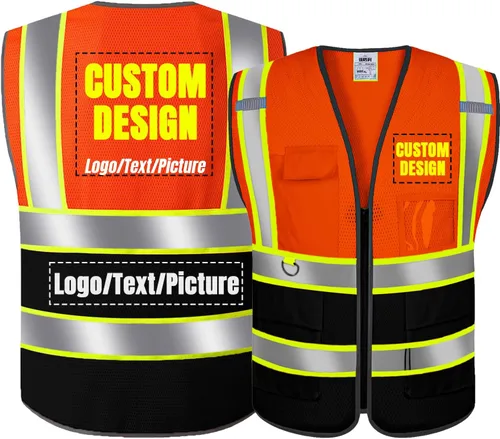 Vista 12 de BeautyWill Chaleco de Seguridad con Logo Personalizado Clase 2 Chaleco Reflectante de Alta Visibilidad Chaleco de Construcción Transpirable
