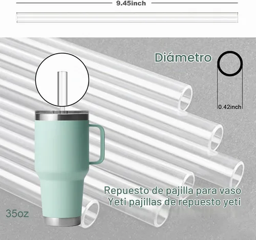 Vista 3 de Paquete de 6 pajitas para vaso YETI de 35 onzas, 9.45 pulgadas de largo
