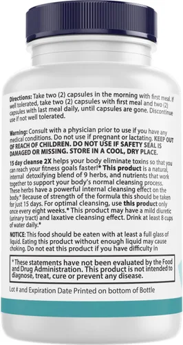 Vista 3 de 15 Day Cleanse 2X - Soporte doble intestinal y de colon - Desintoxicación avanzada de limpieza intestinal para mujeres y hombres con alfalfa