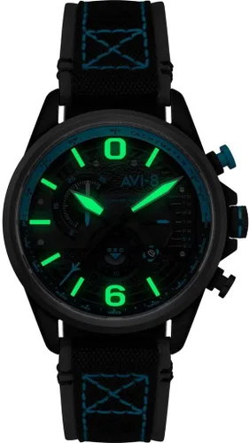 Vista 3 de AVI-8 Reloj Hawker Harrier Dual Retrograde Cronógrafo Correa de Cuero Genuino