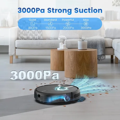 Vista 3 de AIRROBO Robot Vacuum and Mop, 3000Pa Powerful Suction Robot Vacuum Cleaner with Self-Charging, Wi-Fi/App/Voice Control, Advanced Obstacle Avoidance