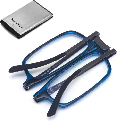 Vista 7 de Missfive Gafas de Lectura Plegables Premium con Bloqueo de Luz Azul para Hombres y Mujeres, Ultradelgadas Plegables Portátiles de Viaje con Estuche