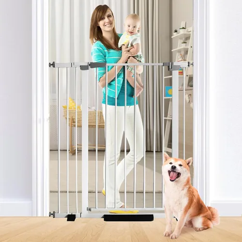 Vista 12 de Puerta para bebé de 41 pulgadas de alto, puerta para perros con cierre automático, ajustable de 29.92"-43.71" de ancho, montaje a presión, puerta