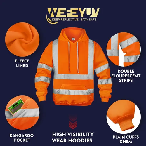 Vista 6 de wefeyuv Hi Vis - Sudaderas de visibilidad reflectante de color liso para hombre