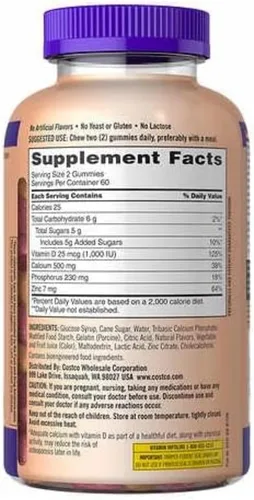 Vista 4 de Kirkland Signature - Gomitas masticables de calcio con vitamina D3 para adultos, 120 unidades x 1 botella