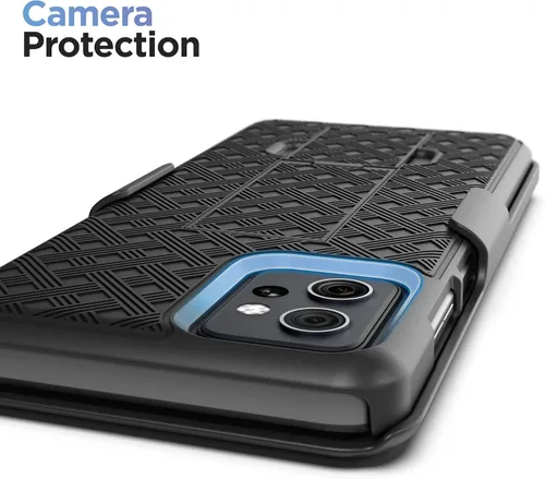 Vista 5 de Encased Funda de cinturón para Moto G Power 5G (modelo 2023) Funda delgada con clip para funda de teléfono (negro)