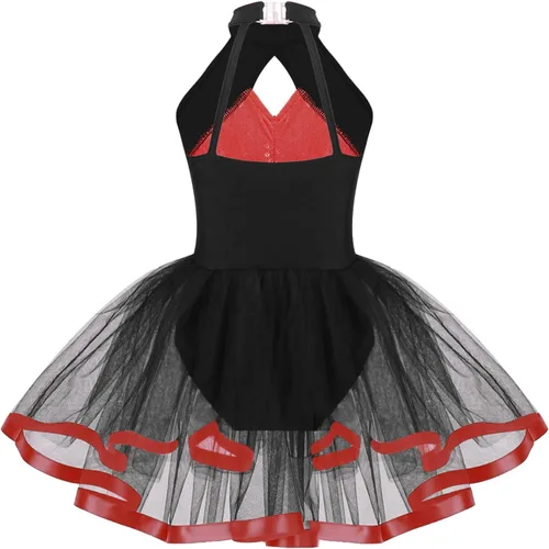 Vista 33 de CHICTRY Vestido tutú de ballet con lentejuelas brillantes para niñas y niñas, moderno disfraz de baile latino de jazz