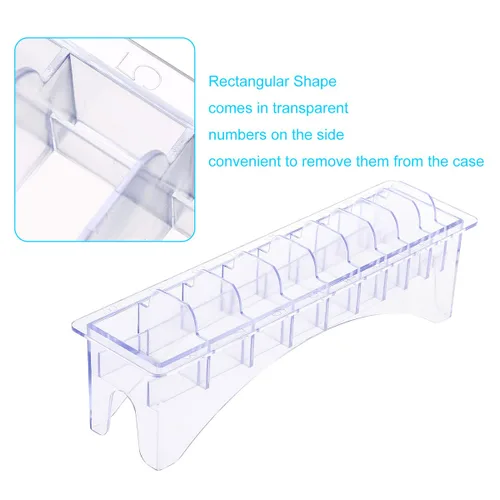 Vista 5 de Estuche organizador rectangular para cortar el cabello, peine guía de plástico, caja de almacenamiento de 10 bloques, herramientas universales