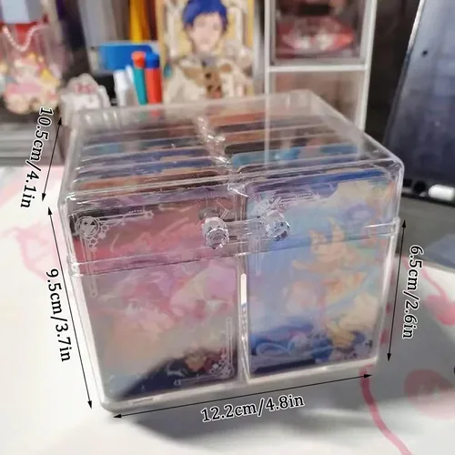 Vista 4 de YAHUIPEIUS Caja de almacenamiento para tarjetas fotográficas, caja de almacenamiento transparente para tarjetas fotográficas, organizador