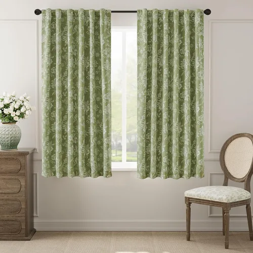 Vista 41 de jinchan Cortinas Opacas Florales para Dormitorio, 63 Pulgadas de Largo Cortinas Opacas con Estampado de Flores, Estilo Campo Francés con Pestañas