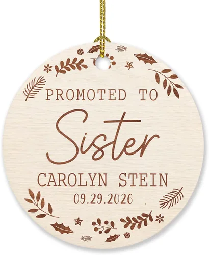 Vista 20 de Sister are Joined - Adorno de Navidad de corazón a corazón, adorno de Navidad personalizado con nombre de hermana, regalo para dos hermanas, adorno
