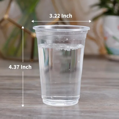 Vista 7 de Vasos de plástico, paquete de 100 vasos de plástico transparente de 12 onzas desechables de 12 onzas para el hogar, oficina, al aire libre, picnic